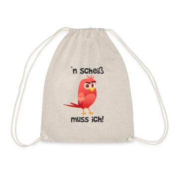 n´scheiß muss ich lustige Vogel Geschenk - Turnbeutel - Natur - Vorne
