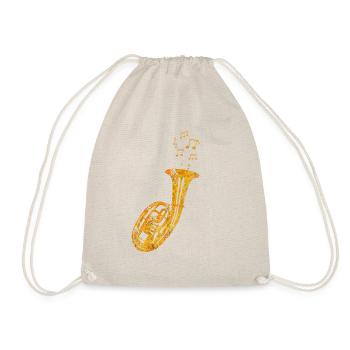 Horn Musikinstrument Noten Orchester Band Geschenk - Turnbeutel - Natur - Vorne