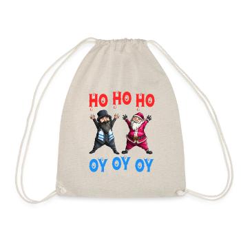Ho Ho Ho Oy Oy Oy Funny Christmas Santa Hanukkah J - Drawstring Bag - nature - Front