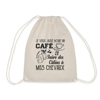 Café et chevaux - humour cavalière cadeau - Sac de sport léger - nature - Devant