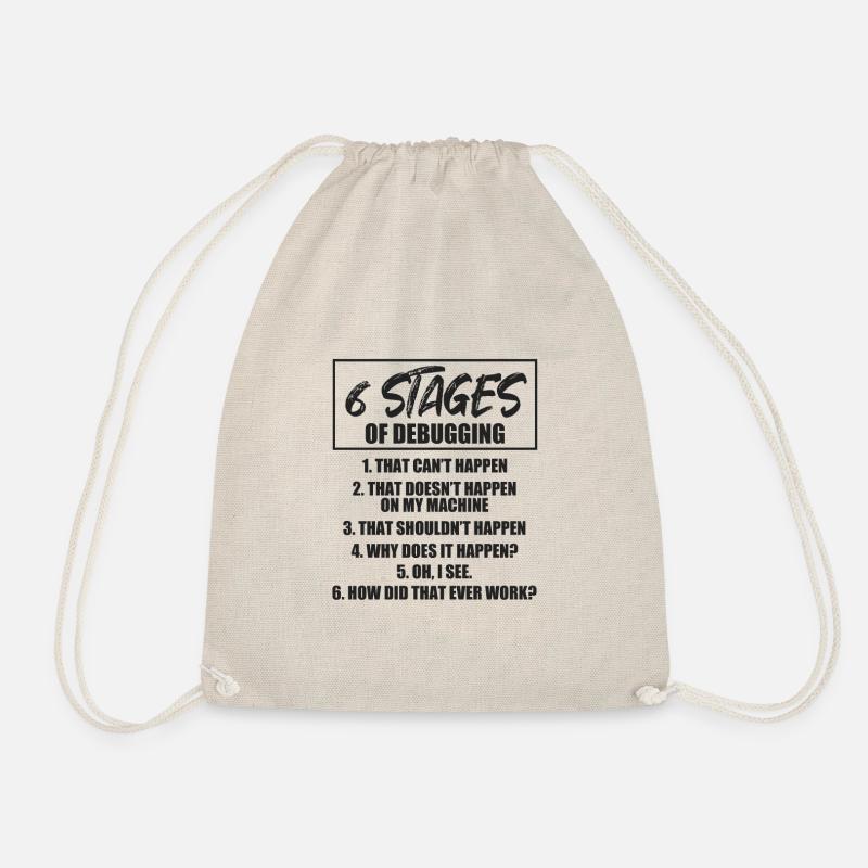 6 phases of debugging - Drawstring Bag - nature