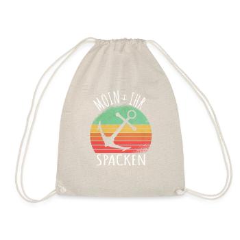 Moin Ihr spacken mit Anker Vintage Retro Geschenk - Turnbeutel - Natur - Vorne
