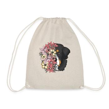 Berner Sennenhund Hund mit Blumen - Turnbeutel - Natur - Vorne
