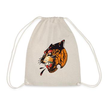 tiger head old school tattoo style - Drawstring Bag - nature - Front
