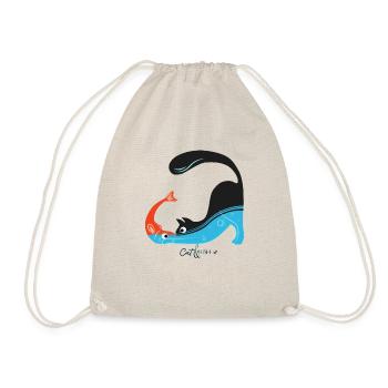 Katze und fisch Abbildung - Turnbeutel - Natur - Vorne