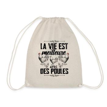 La Vie Est Meilleure Avec Mes Poules Cadeau - Sac de sport léger - nature - Devant