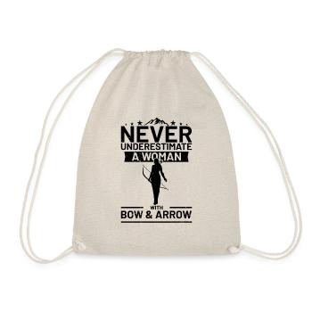 Never underestimate a woman with bow and arrow Bog - Drawstring Bag - nature - Front