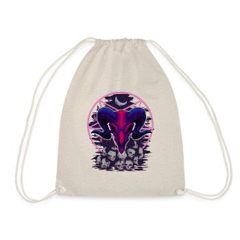 pentagram, goat head devil, on skulls - Drawstring Bag - nature - Front