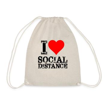 I Love Social Distance - Drawstring Bag - nature - Front