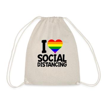 I Love Social Distancing LGBT Gay Pride Rainbow - Drawstring Bag - nature - Front