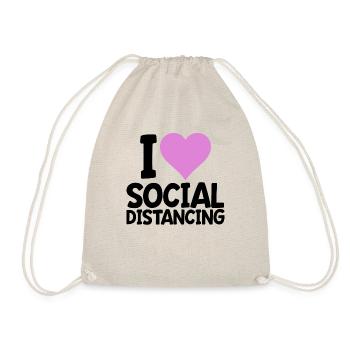 Social Distancing Women's Funny Cute Ladies Kids - Drawstring Bag - nature - Front