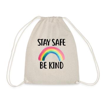 Stay Safe Be Kind Rainbow Kids Women's Fun - Drawstring Bag - nature - Front