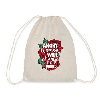 Feminist Gift Angry Women Will Change The World - Drawstring Bag - nature - Front