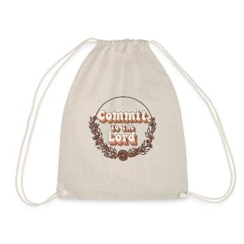 Retro Commit To The Lord Religious Christian Vinta - Drawstring Bag - nature - Front