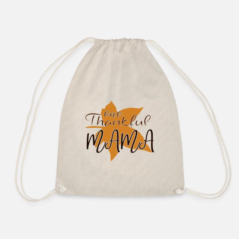 One Thankful Mama Thanksgiving - Drawstring Bag - nature