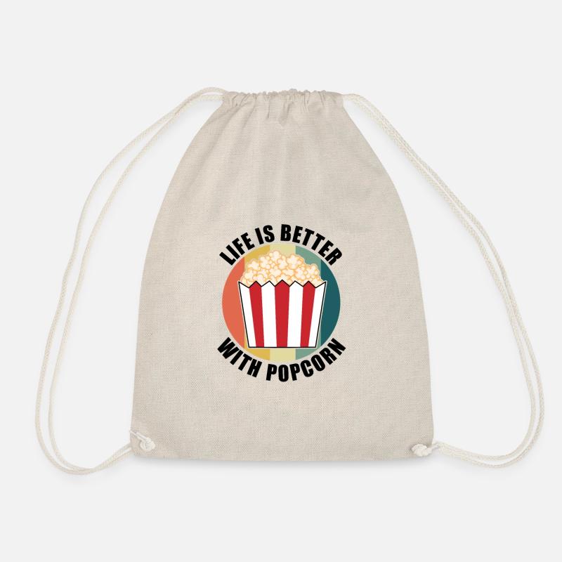 Leben mit Popcorn Gesundes Essen Popcorn essen - Turnbeutel - Natur