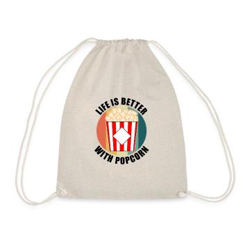 Leben mit Popcorn Ironic Quote Movies - Turnbeutel - Natur - Vorne