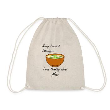 Miso Soup Ramen Noodles Ironic Saying Miso - Drawstring Bag - nature - Front