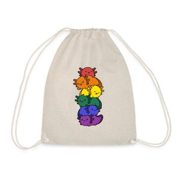 Kawaii Axolotl Bunch Gay Pride Flag Reg - Drawstring Bag - nature - Front