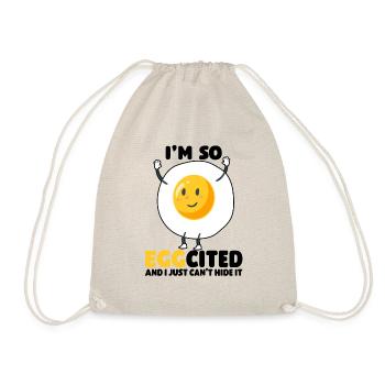I'm So Egg Cited Can't Hide It Egg Pun Funny - Drawstring Bag - nature - Front