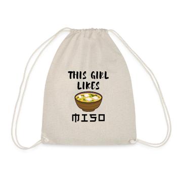 Girl Likes Miso Soup Ramen Noodles Japanese Food - Drawstring Bag - nature - Front