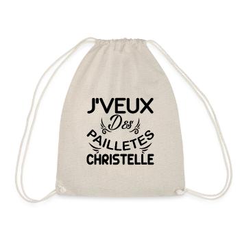 Tshirt femme J'veux des pailletes Christelle - Sac de sport léger - nature - Devant