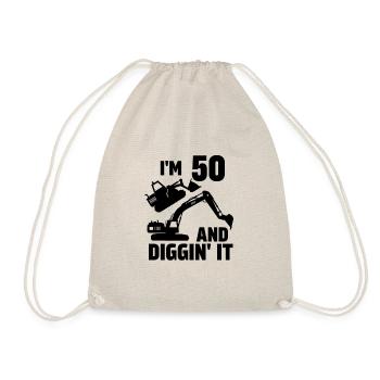 Ich bin 50 und Diggin' It - Turnbeutel - Natur - Vorne