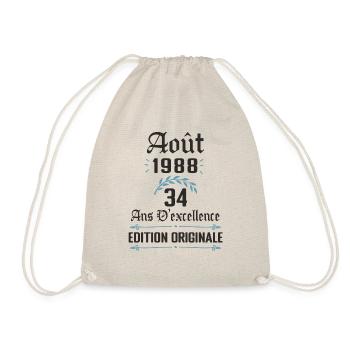 34 ans anniversaire aout 1988 - Sac de sport léger - nature - Devant