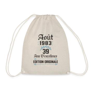 39 ans anniversaire aout 1983 - Sac de sport léger - nature - Devant
