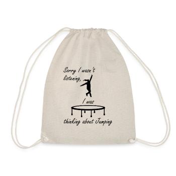 Trampoline Jumping Thinking About Jumping - Drawstring Bag - nature - Front