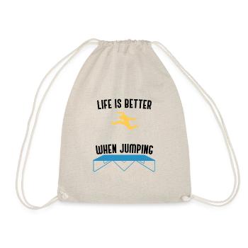 Life With Trampoline Jumping Hobby Trampolinist - Drawstring Bag - nature - Front