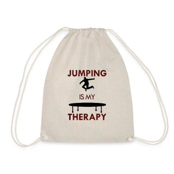 Jumping as Therapy Funny Quote Trampoline Jumper - Drawstring Bag - nature - Front