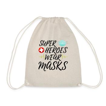 Super Heroes Wear Masks Nurse Health Workers - Drawstring Bag - nature - Front