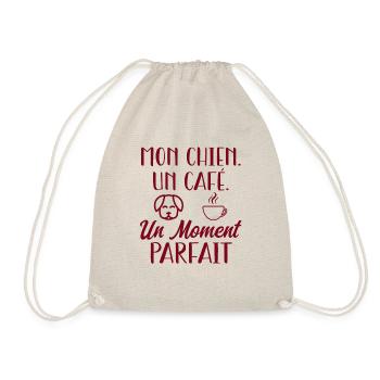 Mon chien,un café, moment parfait. Cadeau original - Sac de sport léger - nature - Devant