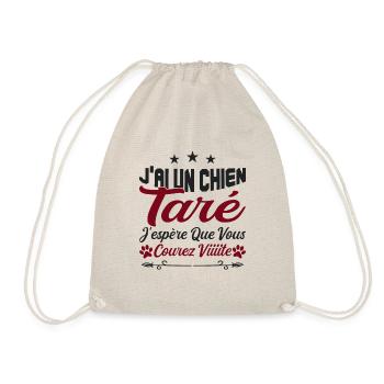 t-shirt j'ai un chien taré courez humour cadeau - Sac de sport léger - nature - Devant
