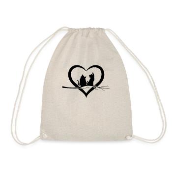 Cats In Lover I Niedliche Katze Herz - Turnbeutel - Natur - Vorne