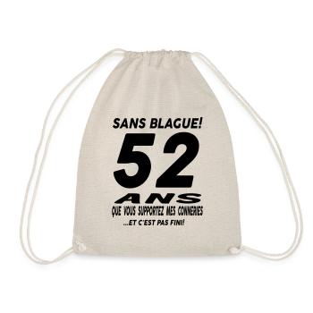 52 ans / anniversaire 52 ans / t-shirt 52 ans - Sac de sport léger - nature - Devant