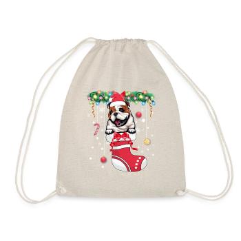 Funny Xmas - Cute English Bulldog Dog in Christmas - Drawstring Bag - nature - Front