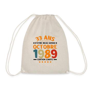33 Ans d'être beau gosse Octobre 1989 Anniversaire - Sac de sport léger - nature - Devant