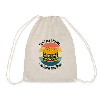 Delicious Burger Funny Quote Hamburger Eating - Drawstring Bag - nature - Front