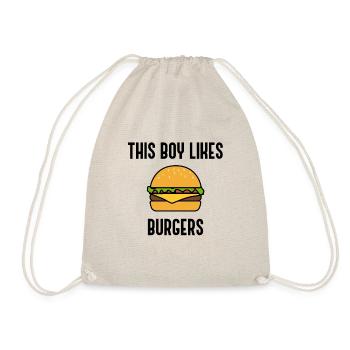 Junge mag Burger Fast Food Cheeseburger - Turnbeutel - Natur - Vorne