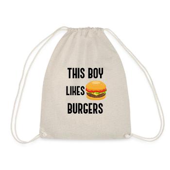 Junge mag Hamburger, ironisches Zitat, Burger - Turnbeutel - Natur - Vorne