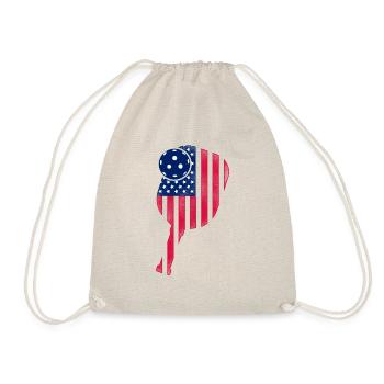 Pickleball Paddle American Flag - Drawstring Bag - nature - Front