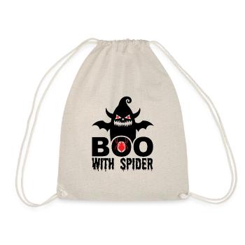 Boo with Spider, Halloween Tshirt - Drawstring Bag - nature - Front