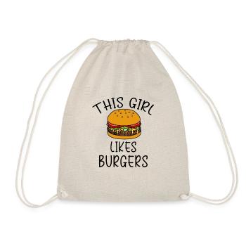 Une fille aime les hamburgers, la nourriture - Sac de sport léger - nature - Devant