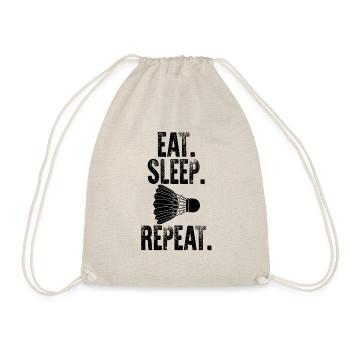 Eat Sleep Badminton Repeat Funny Badminton - Drawstring Bag - nature - Front