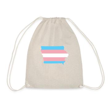Trans Flag Iowa LGBT Pride Support - Drawstring Bag - nature - Front