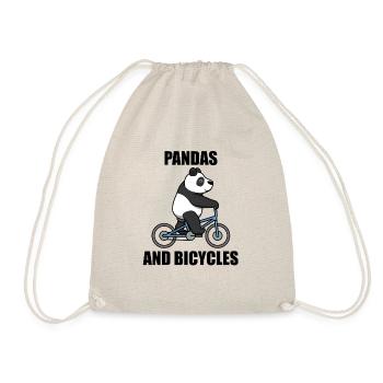 Bicycle and Panda Bears Wildlife Eucalyptus - Drawstring Bag - nature - Front