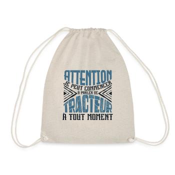 Avertissement, tracteur à tout moment. - Sac de sport léger - nature - Devant