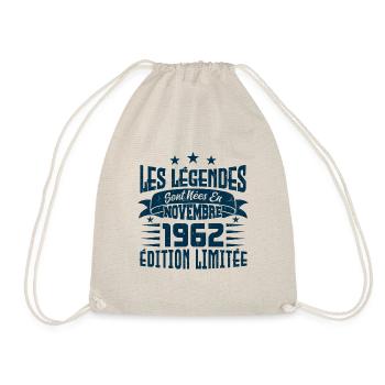 les légendes sont nées en novembre 1962, Cadeau. - Sac de sport léger - nature - Devant